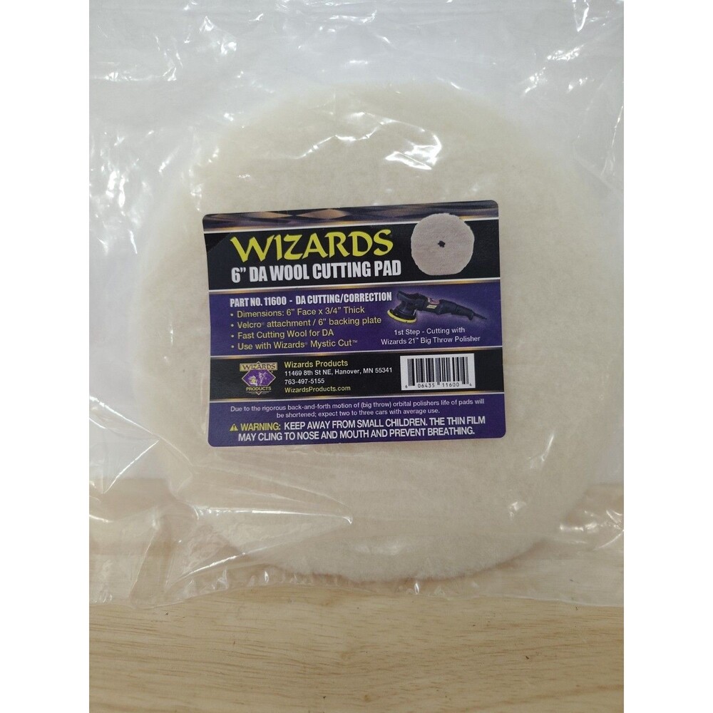 Wizard WIZ.11600 Products 11600 Dual Action Cutting Pad, 6 in Diameter Wool